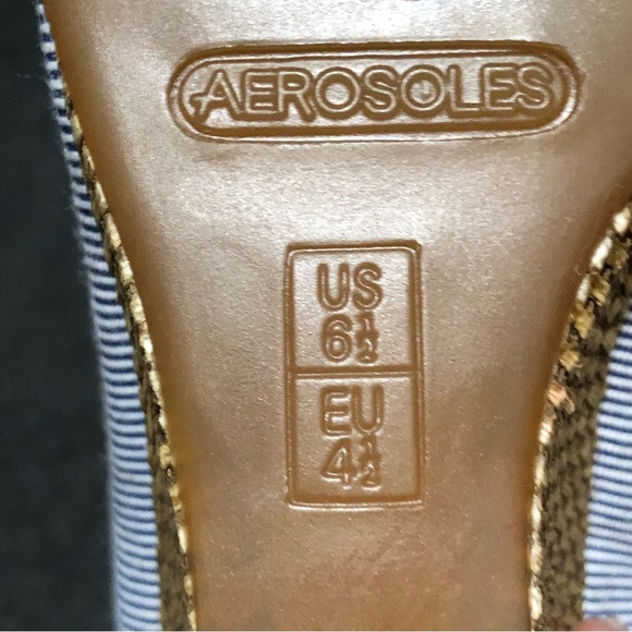 Aerosoles Heelrest Plum Tree Blue White Wedge Shoes Size 6.5 - Picture 9 of 9